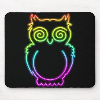 Owl Psychedelic Neon Light Mousepad