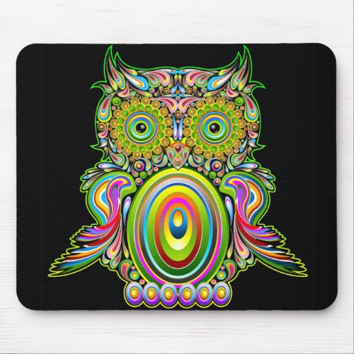 Owl Psychedelic Popart Mousepad