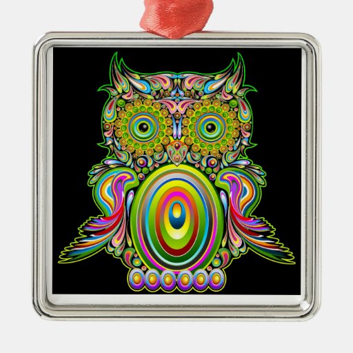 Owl Psychedelic Popart Ornament