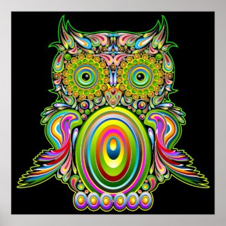 Owl Psychedelic Popart Poster