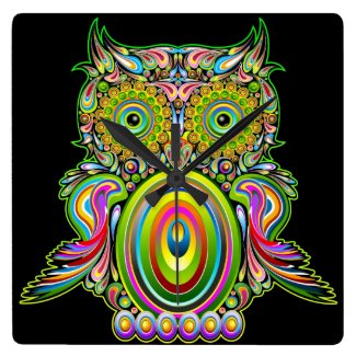 Owl Psychedelic Popart Wall Clock
