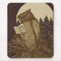 Owl  Reading by Moonlight Mouse Pads