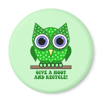 owl recycle refrigerator magnets