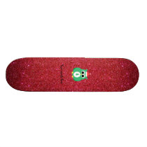 Owl santa green with red glitter skate decks