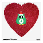 Owl santa green with red glitter wall decals