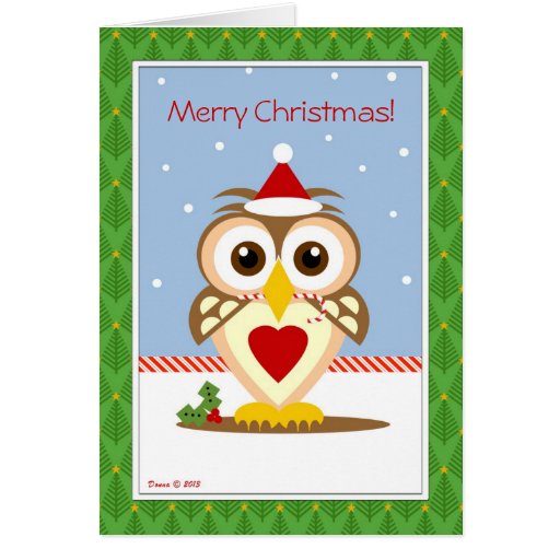 Owl Santa Merry Christmas Card | Zazzle