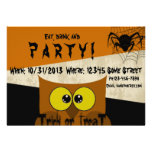 Owl Spider Web Orange Black Halloween Invite