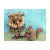 Owl & Squirrel postcards by TigerHeadDesigns Owl & Squirrel postcards