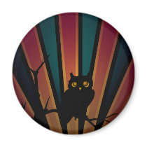 Owl Sunset Magnet by heartniki Owl Sunset Magnet