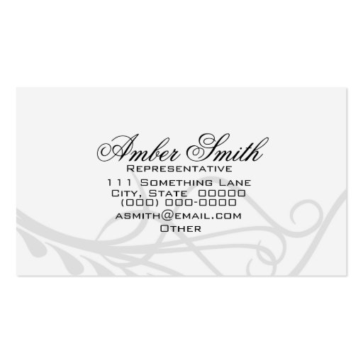 Owl Swirl (Black And White) Business Card Templates (back side)