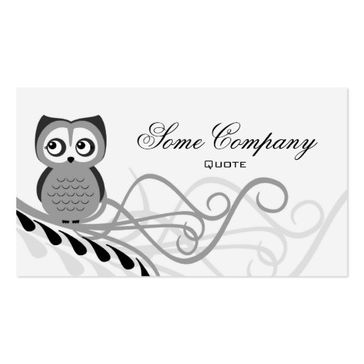 Owl Swirl (Black And White) Business Card Templates (front side)