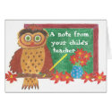 Owl teacher note card