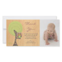 Owl Thank You New Baby Girl Arrival Gift Photocard Photo Greeting Card