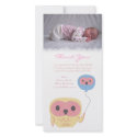 Owl Thank You Note Baby Girl Photo Card Template