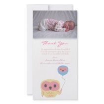Owl Thank You Note Baby Girl Photo Template Photo Card Template