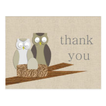 Owl Thank You Post Card