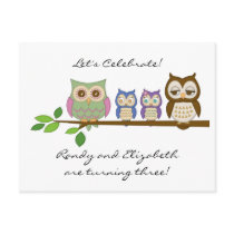 Owl Twins Birthday Card postcards by dmboyce Owl Twins Birthday Card postcards