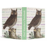 Owl Watcher's Vintage Notebook For Nature Lovers binders