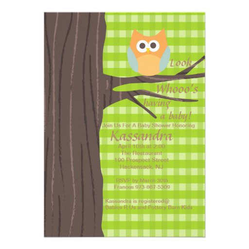Owl Who's Having a Baby baby Shower Invitation (front side)