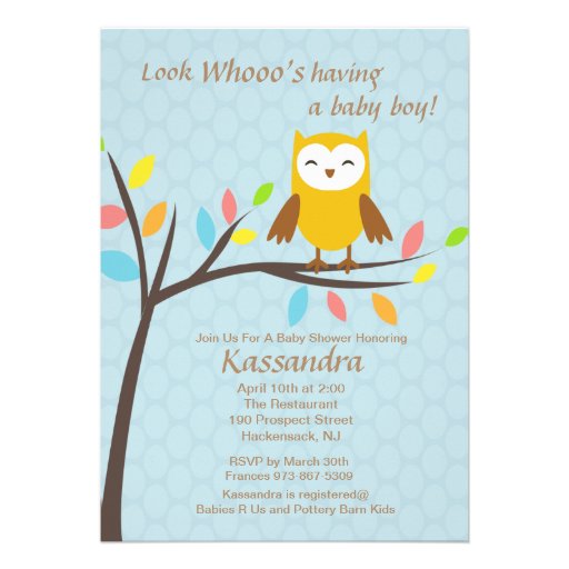 Owl Who's Having a Baby Boy baby Shower Invitation