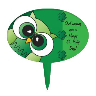 Owl Wishing you a Happy St. Patty's Day Cake Picks