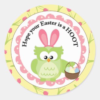 Owl with Bunny Ears Easter Sticker