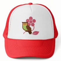 Owl with flower design trucker hats