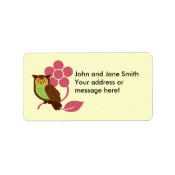 Owl with flower design label