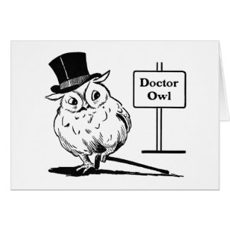 Owl With Hat and Cane Cards