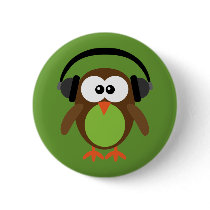Owl With Headphones Pins