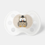Owl with Mustache and Hat Baby Pacifier