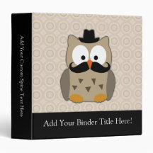 Owl with Mustache and Hat Binders