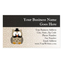 Owl with Mustache and Hat Business Card Template