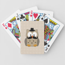 Owl with Mustache and Hat Card Deck