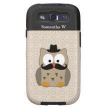 Owl with Mustache and Hat Samsung Galaxy SIII Cover