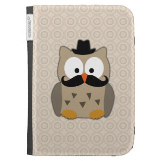 Owl with Mustache and Hat Case For The Kindle