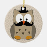 Owl with Mustache and Hat ornaments