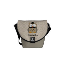 Owl with Mustache and Hat Courier Bag