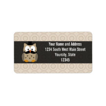 Owl with Mustache and Hat Custom Address Labels