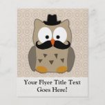 Owl with Mustache and Hat Flyers