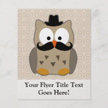 Owl with Mustache and Hat Flyers