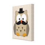 Owl with Mustache and Hat Gallery Wrap Canvas