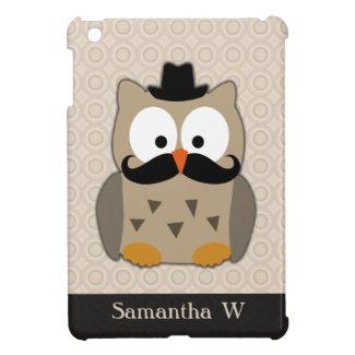Owl with Mustache and Hat iPad Mini Case