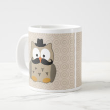 Owl with Mustache and Hat Jumbo Mug