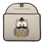 Owl with Mustache and Hat MacBook Pro Sleeve