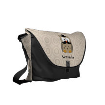 Owl with Mustache and Hat Messenger Bags