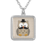 Owl with Mustache and Hat Necklaces