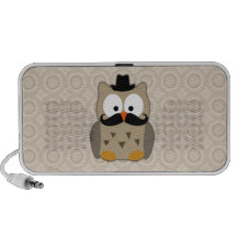 Owl with Mustache and Hat Notebook Speakers