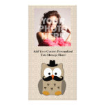 Owl with Mustache and Hat Personalized Photo Card