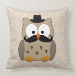 Owl with Mustache and Hat Pillows